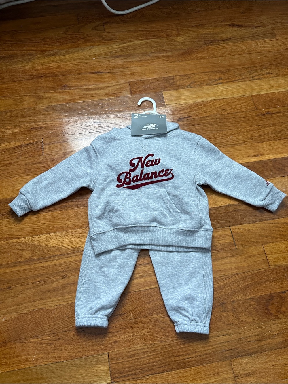 New Balance Kids Light Gray Sweatpants & Joggers with Maroon Logo